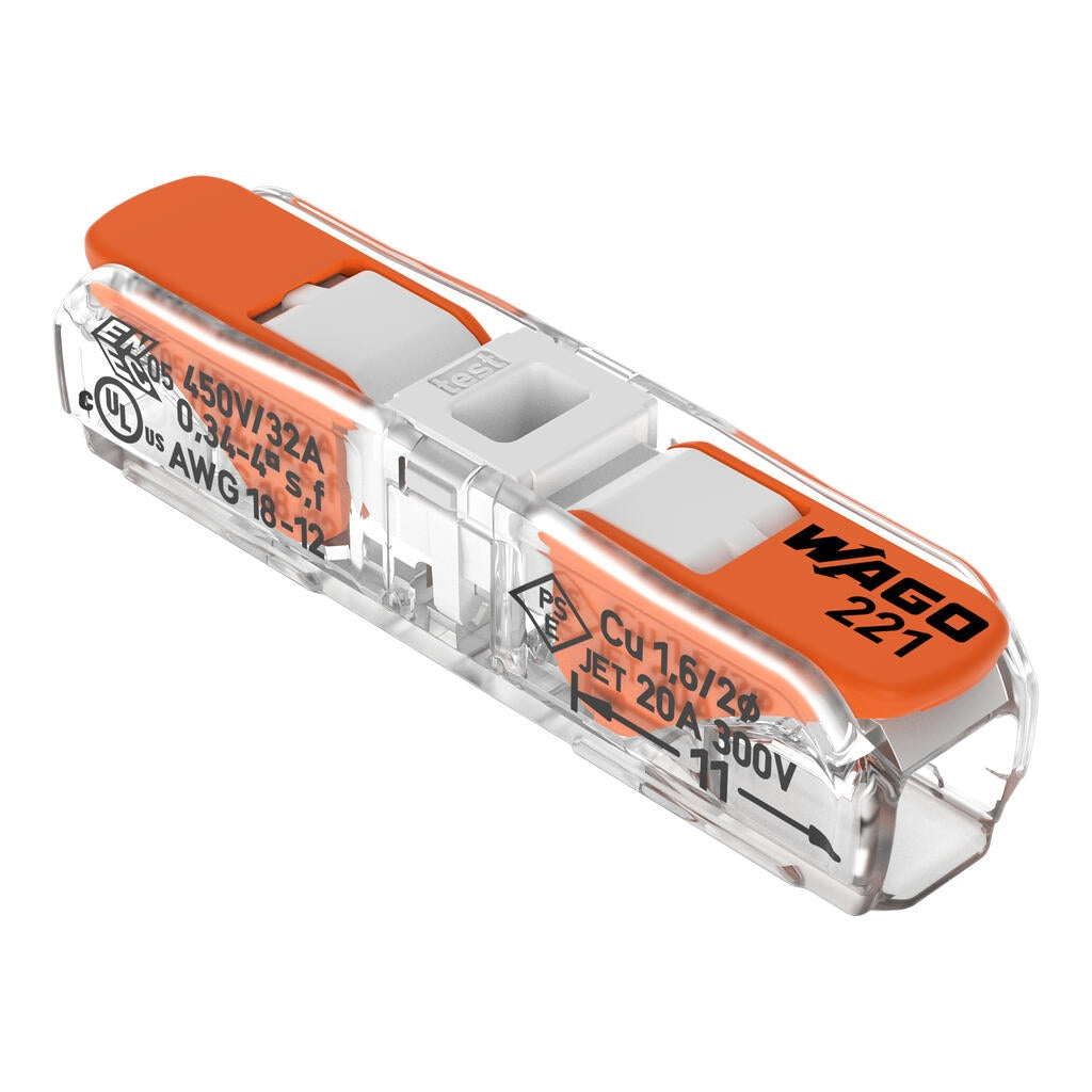 CONECTOR COPLE LINEAL DE EMPALME TRANSPARENTE 4MM2 WAGO 221-2401