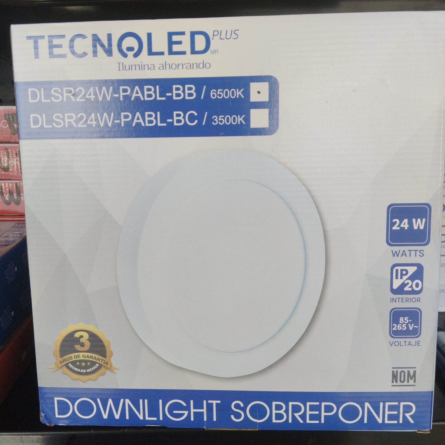 Panel LED Fat Sobreponer Redondo 24W 85-265V 1900LM 6500K DLSR24W-PABL-BB