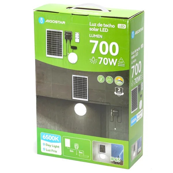 LÁMPARA LED A PRUEBA DE HUMEDAD SOLAR 70W 65K LUZ FRÍA AIGOSTAR TIPO PANEL 705882