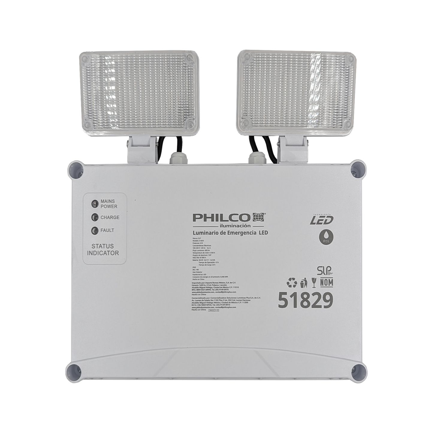 LAMPARA EMERGENCIA LED EXTERIOR 6W 400LM 65K IP65 PHILCO 51829