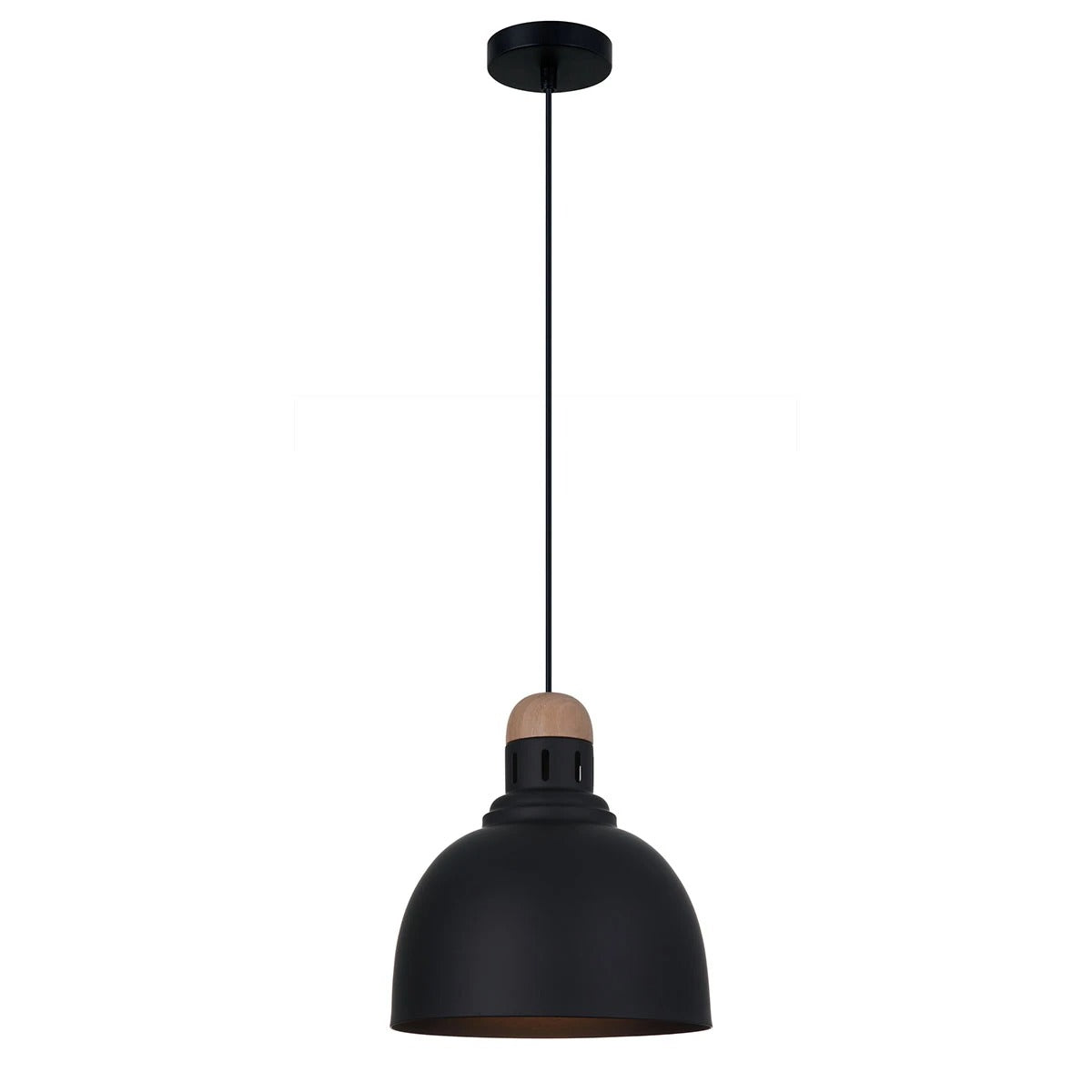 CANDIL COLGANTE METALICO CON MADERA E26 E27 TECNOLITE 2G 4570/N PANTALLA NEGRA