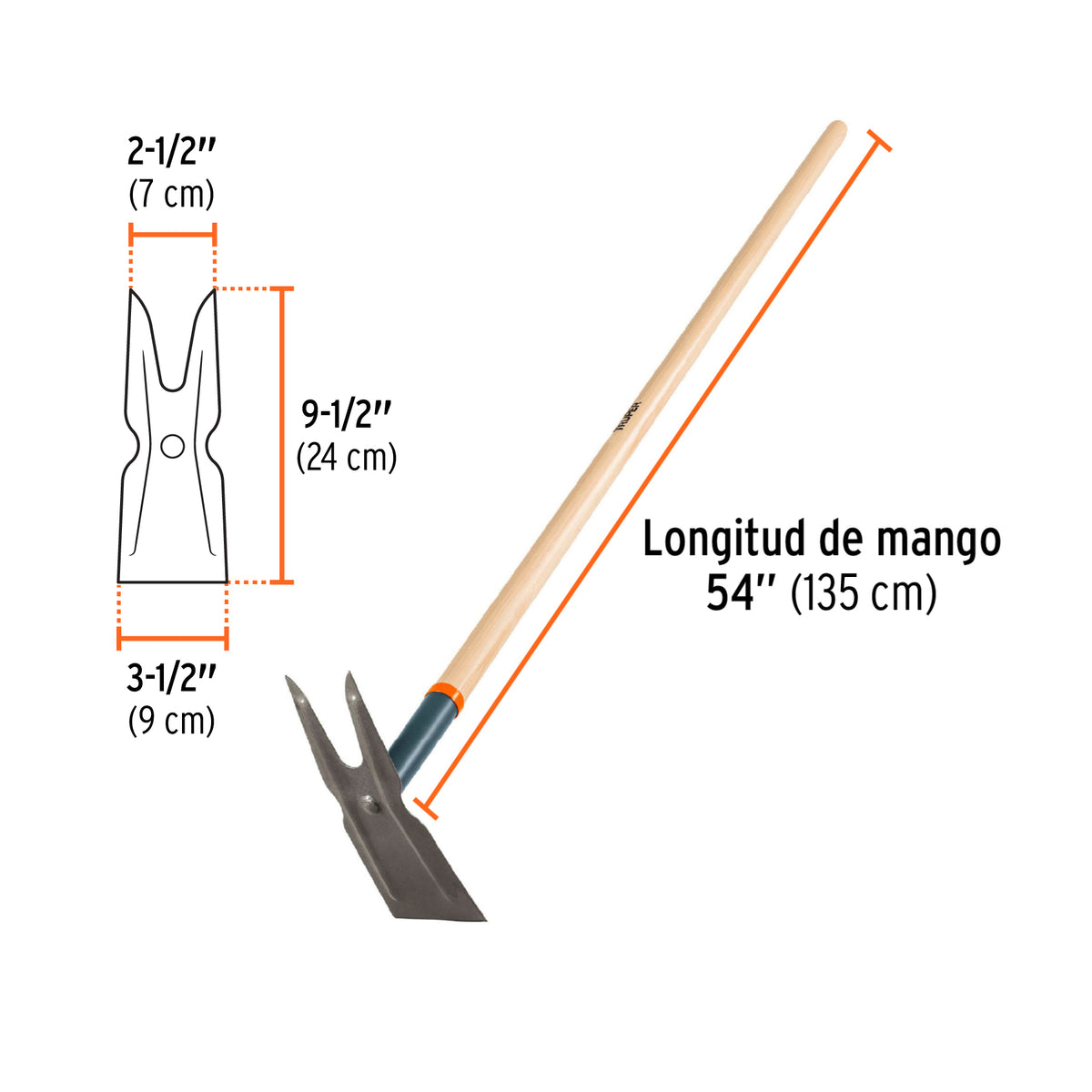 Azadón dos cuernos, mango de madera 54', TRUPER, Truper, SKU 100752 — vista 4