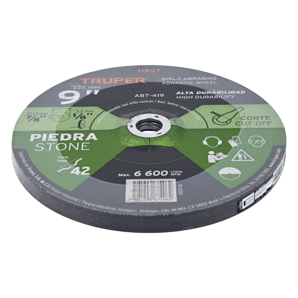 Disco Tipo 42 de 9' x 3.2 mm para corte de piedra, TRUPER — foto oficial 2