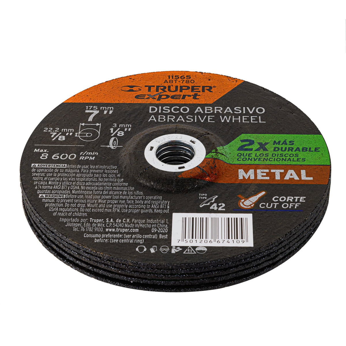 Disco Tipo 42 de 7' x 3.2 mm corte metal TRUPER EXPERT — foto oficial 2