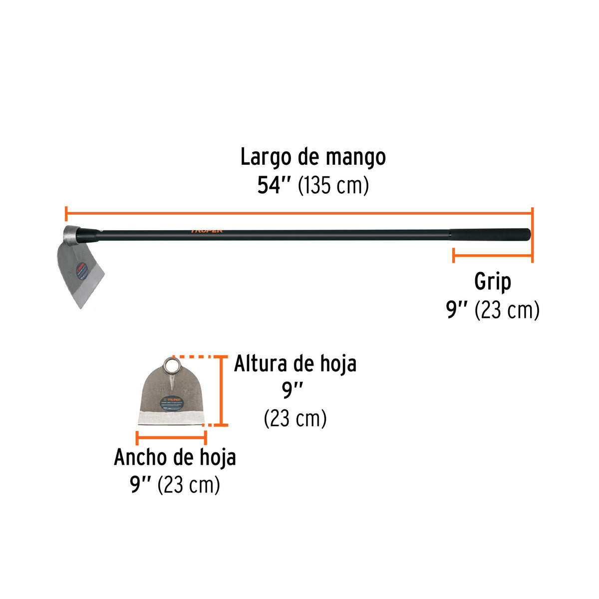 Azadón Centroamericano 2.5 lb, mango de fibra 54', TRUPER, Truper, SKU 102910 — vista 4