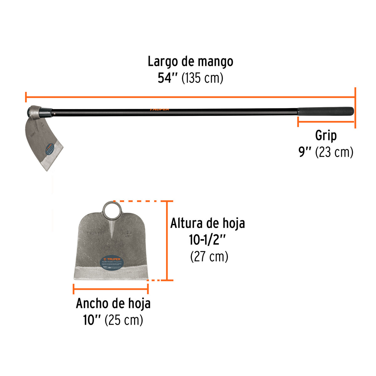 Azadón Centroamericano 3.0 lb, mango de fibra 54', TRUPER, Truper, SKU 102869 — vista 4