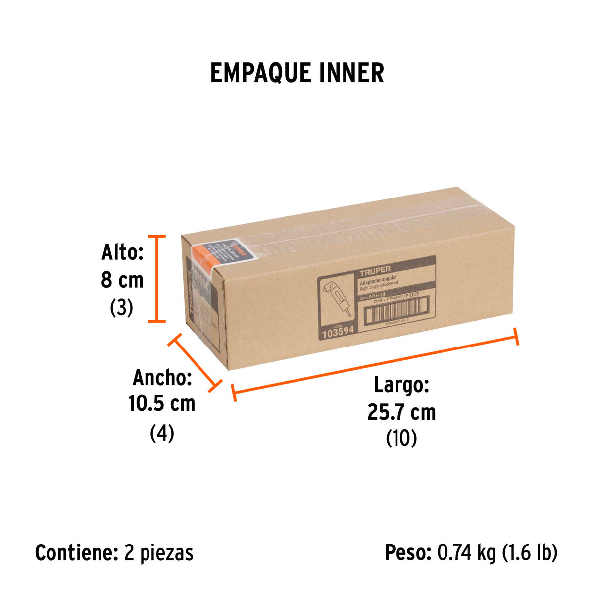 Adaptador para destornilladores impacto, porta puntas 1/4', Truper, SKU 103594 — vista 6