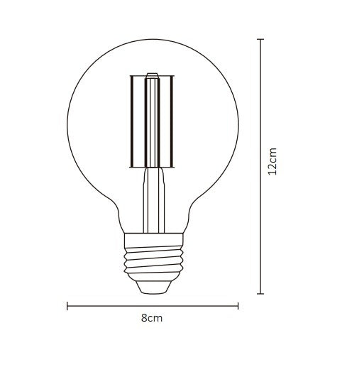 LAMPARA LED FILAMENTO G95 7W E26 18K LUZ AMBAR DIMEABLE ARTLITE ALA-028