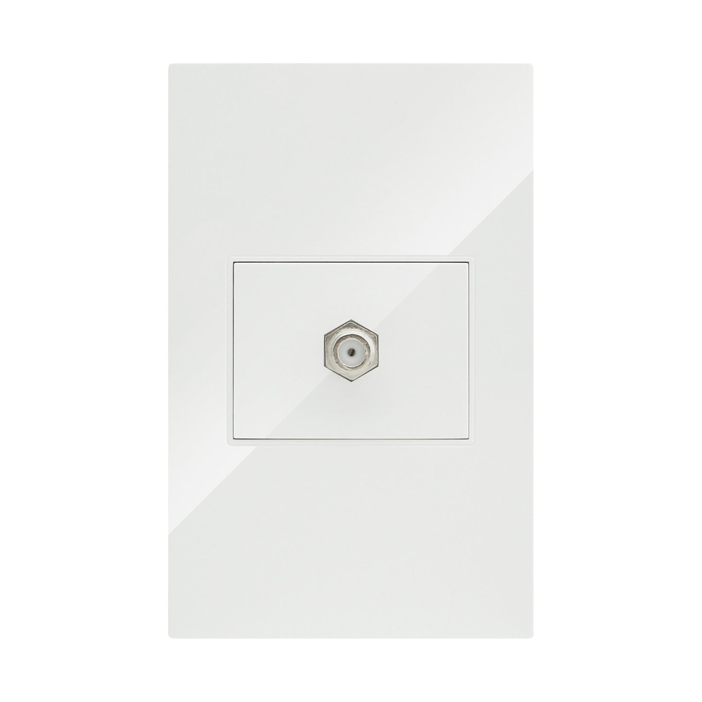 PLACA COAXIAL PARA TELEVISIÓN POR CABLE TOMA PARA TV MARCA ARTLITE COLOR BLANCO CON PLACA Y CHASIS ARMADO