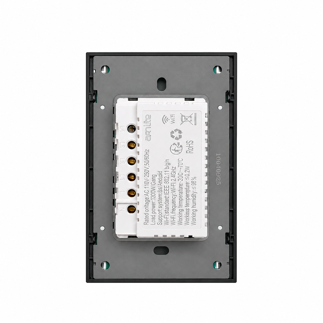 APAGADOR TRIPLE NEGRO SMART WIFI CON NEUTRO LUXURY ARTLITE APL-617