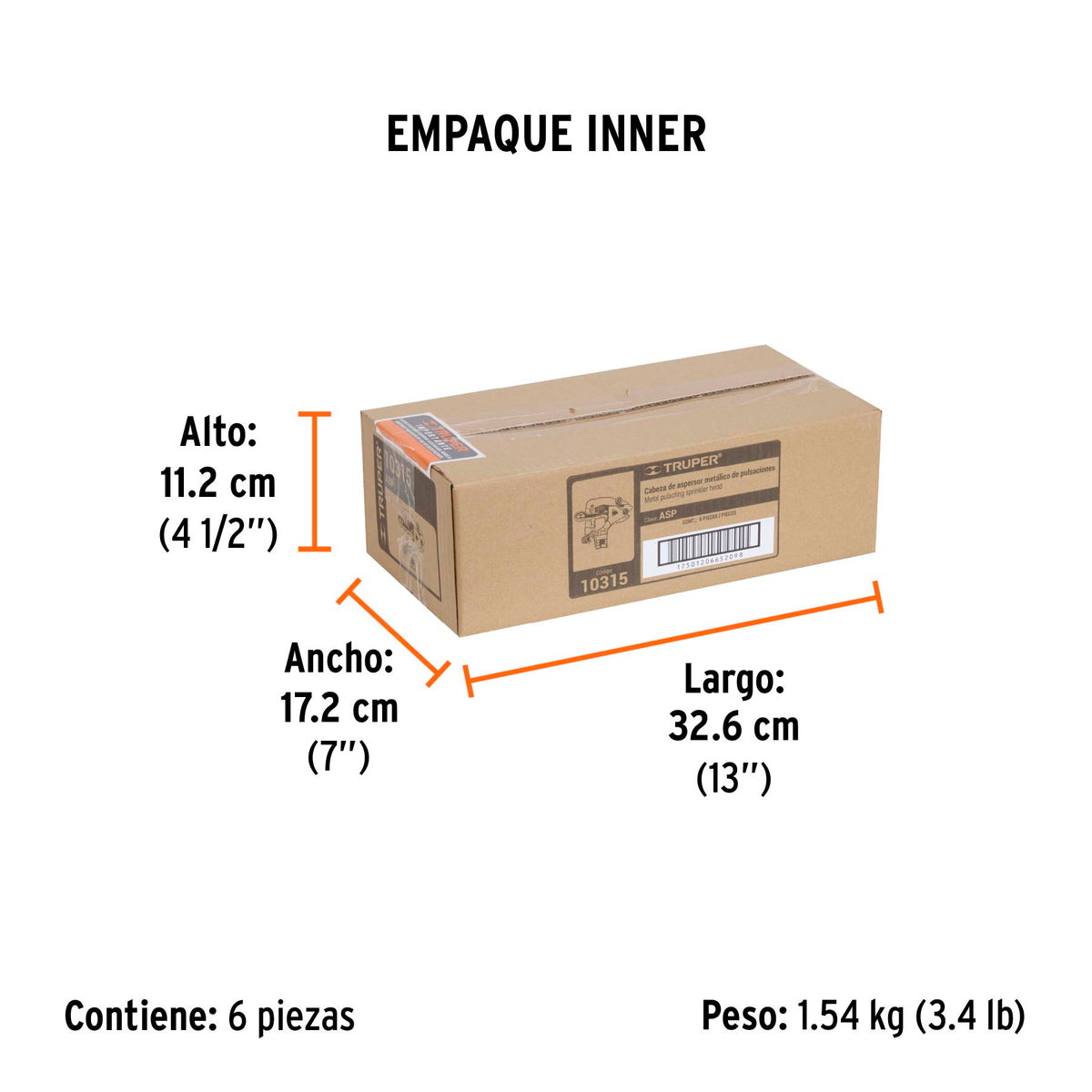 Aspersor metálico, cabeza sola, TRUPER, Truper, SKU 10315 — vista 6