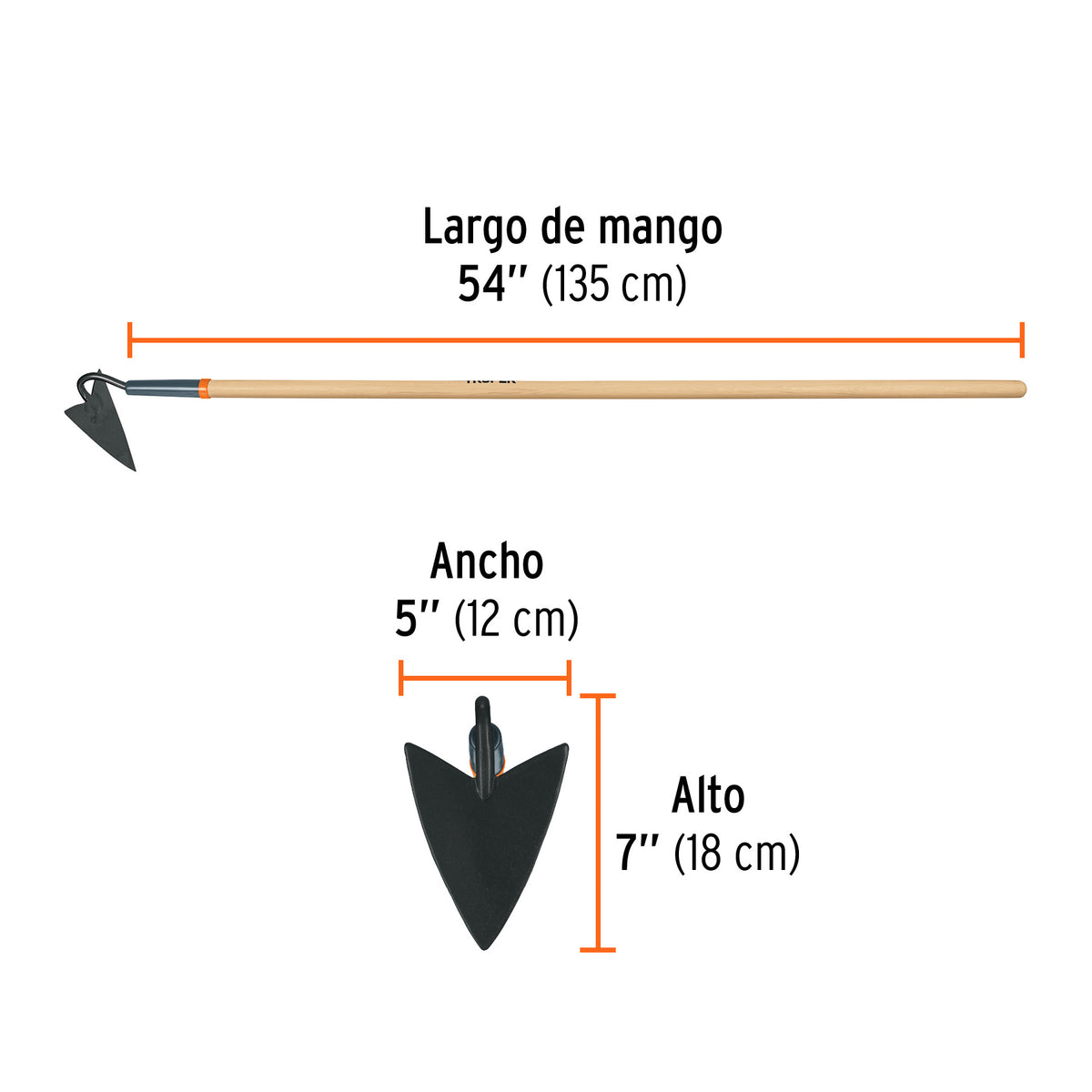 Azadón triangular jardinero, mango de madera 54', TRUPER, Truper, SKU 102140 — vista 4