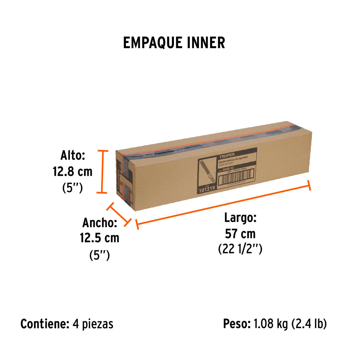 Bastón luminoso de 53 cm con luz LED y clip para cinturón, Truper, SKU 101219 — vista 6