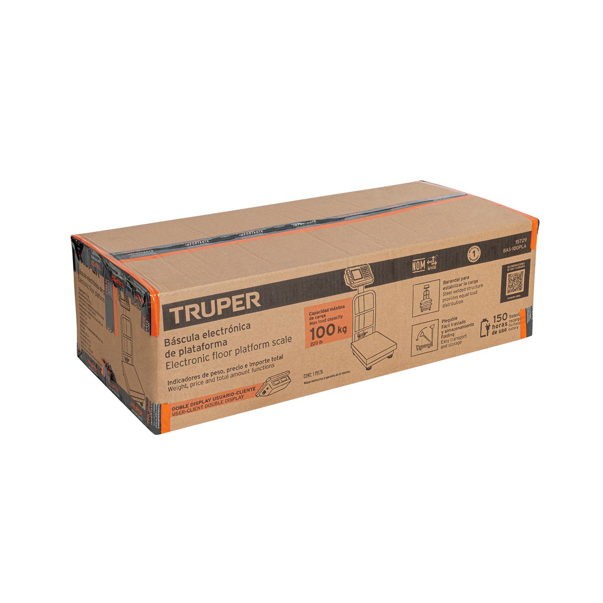Báscula electrónica de plataforma plegable 100 kg TRUPER — foto oficial 2