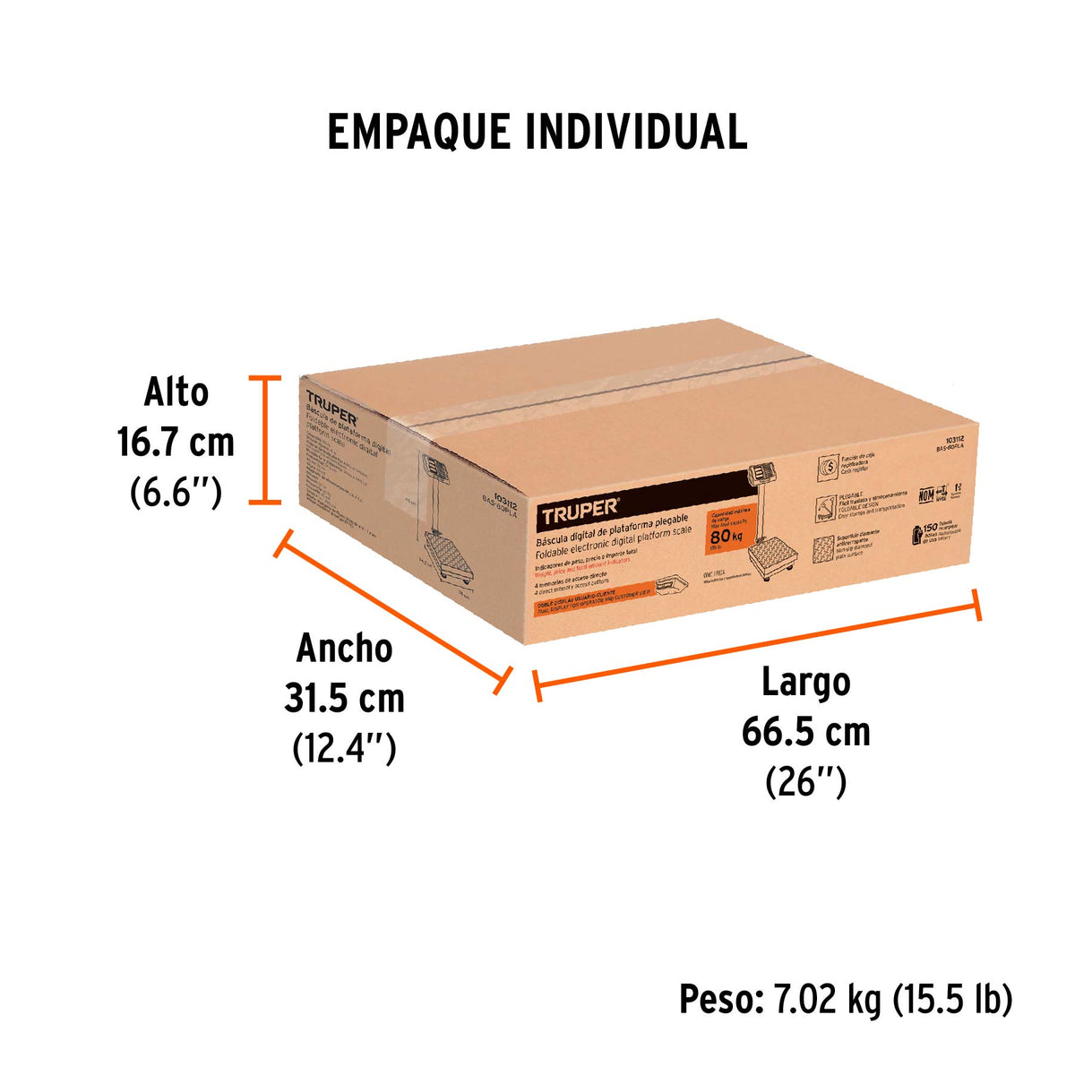 Báscula electrónica de plataforma p/mostrador, 80 kg, TRUPER, Truper, SKU 103112 — vista 5