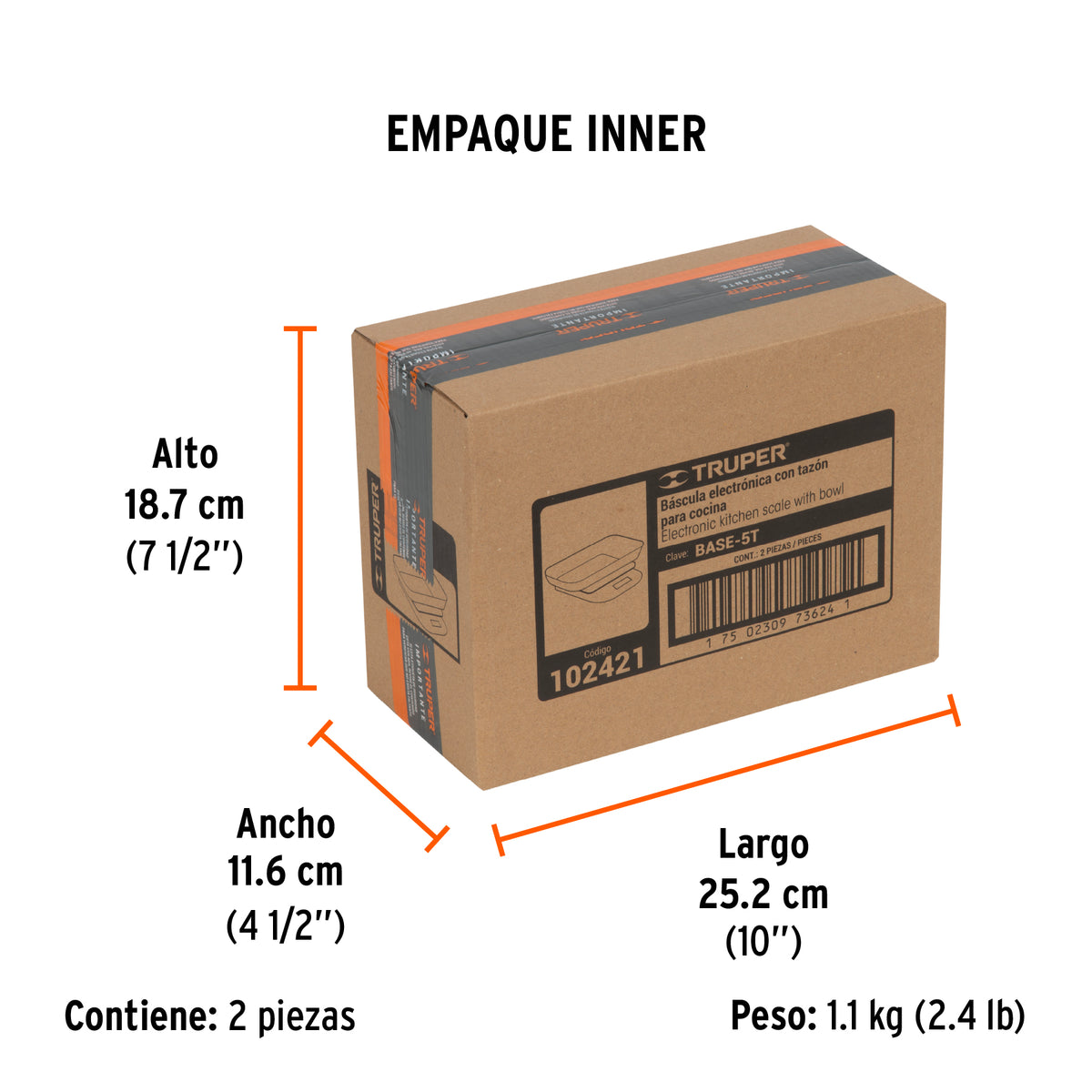 Báscula digital para cocina, con tazón, 5 kg, TRUPER, Truper, SKU 102421 — vista 6