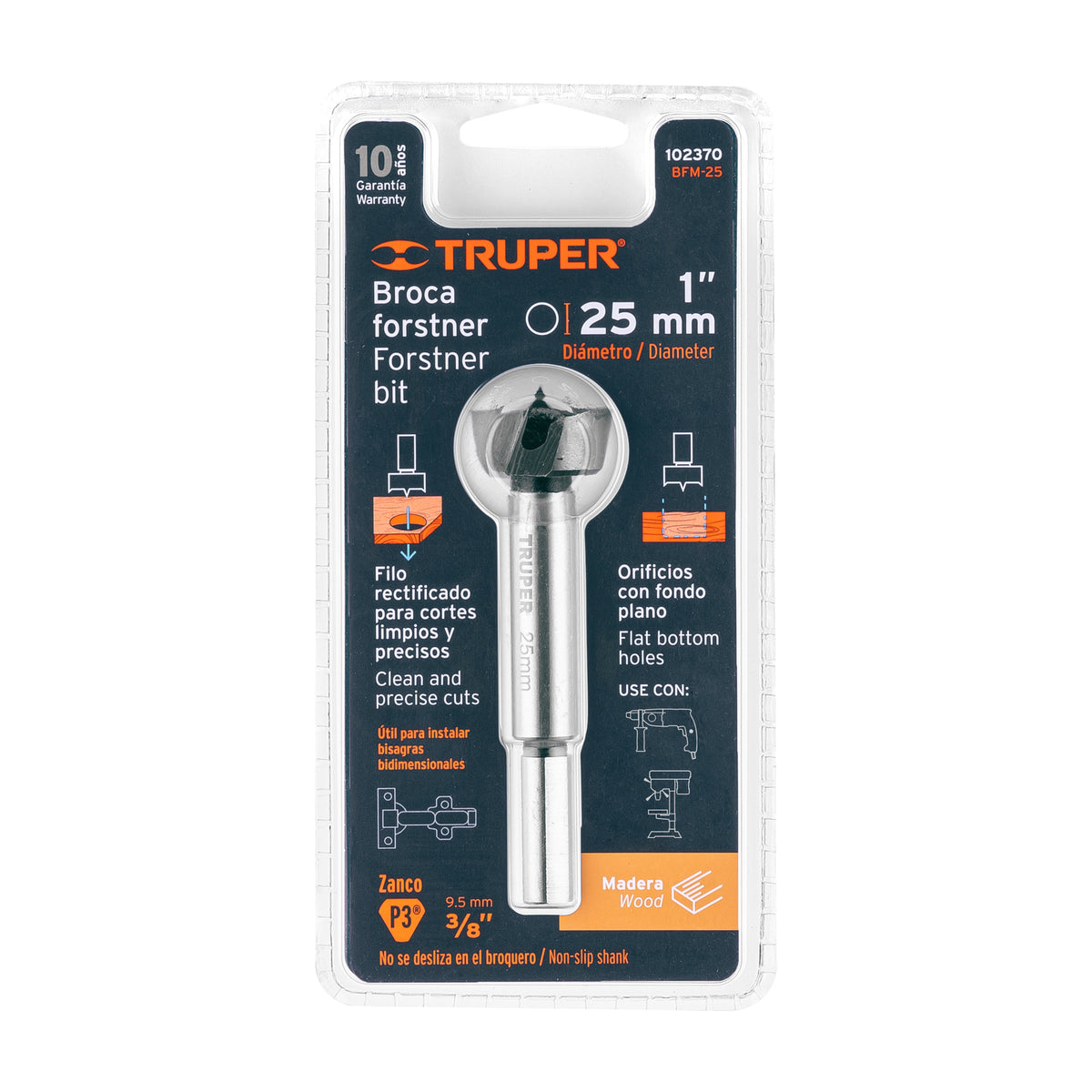 Broca forstner 25 mm para madera, TRUPER — foto oficial 2