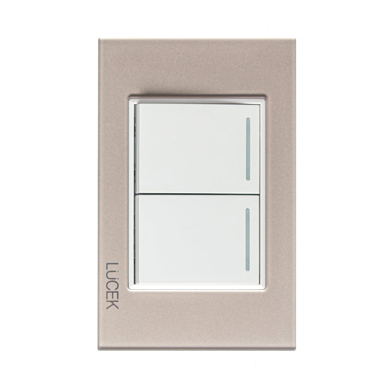 PLACA CON 2 INTERRUPTORES DE ESCALERA DE 3 MÓDULOS MARFIL.