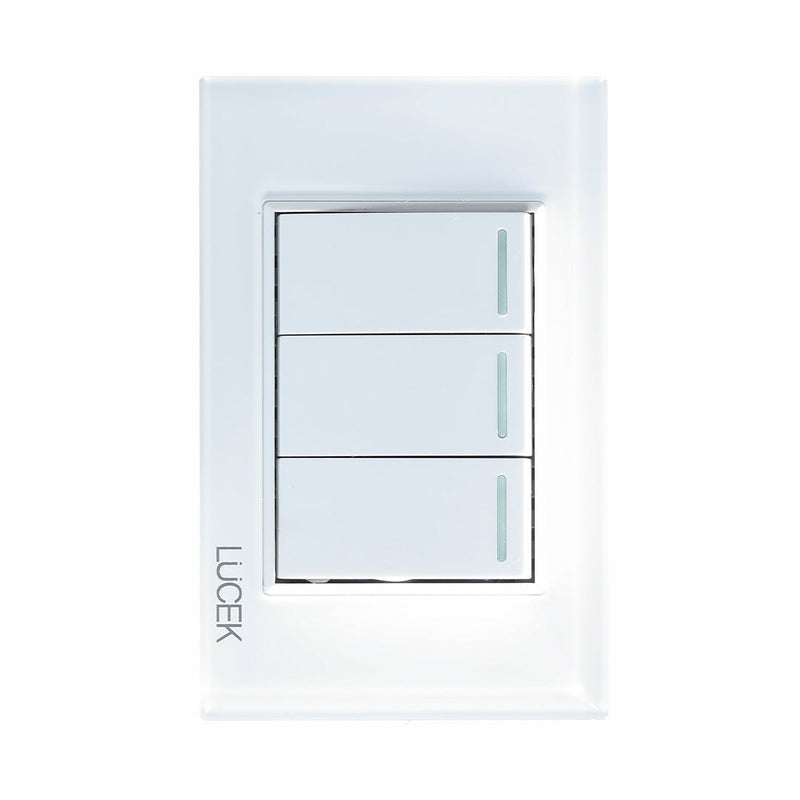 PLACA CON 3 INTERRUPTORES SENCILLOS DE 1 MÓDULO. BLANCO