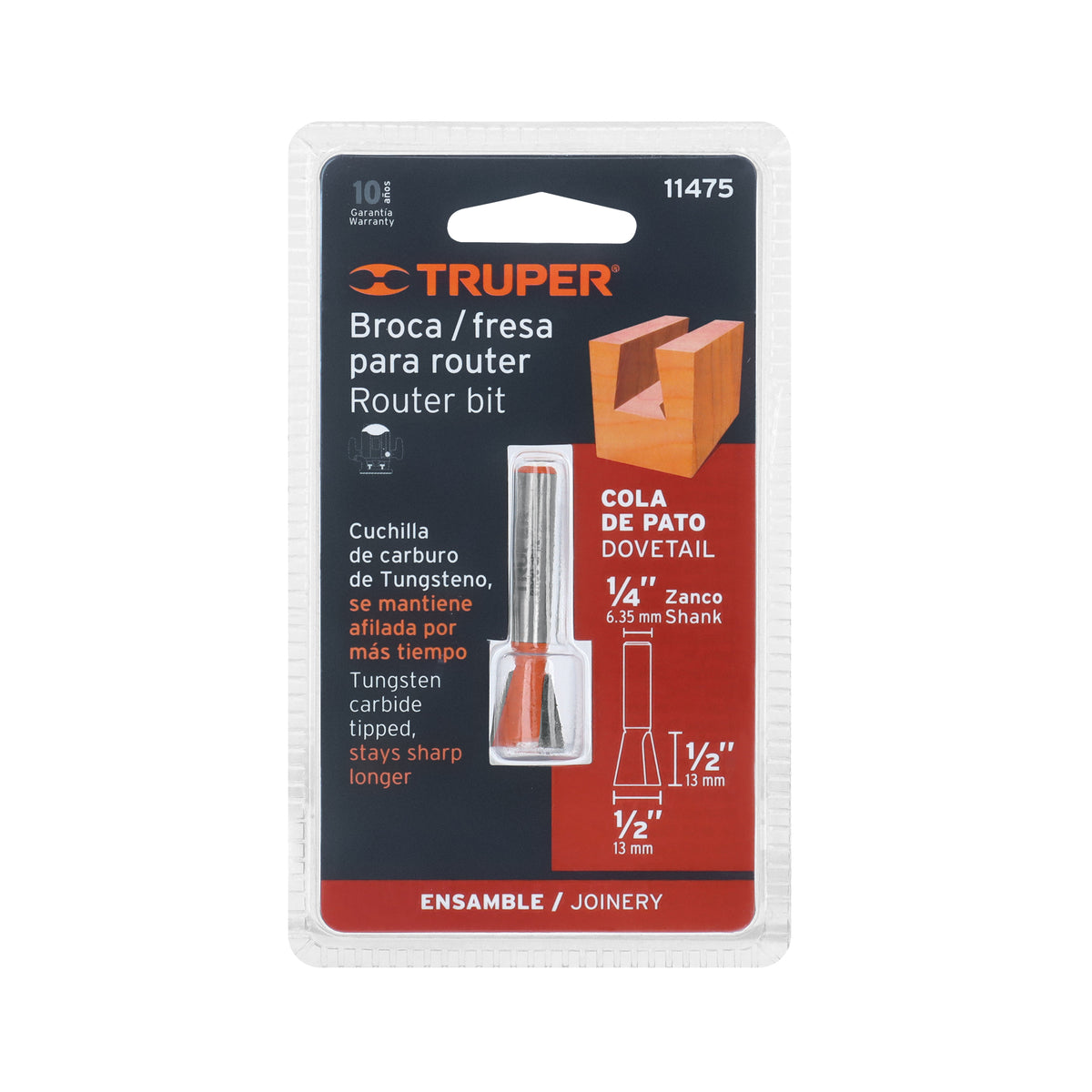 Broca para router, cola de pato, 1/2', TRUPER — foto oficial 2