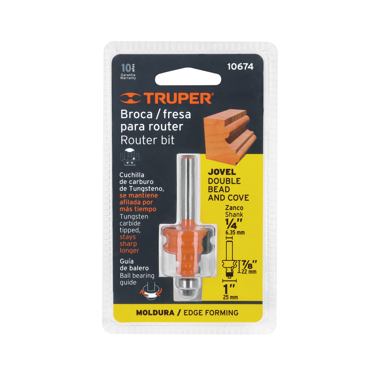Broca router, jovel, 1', con balero, TRUPER — foto oficial 2