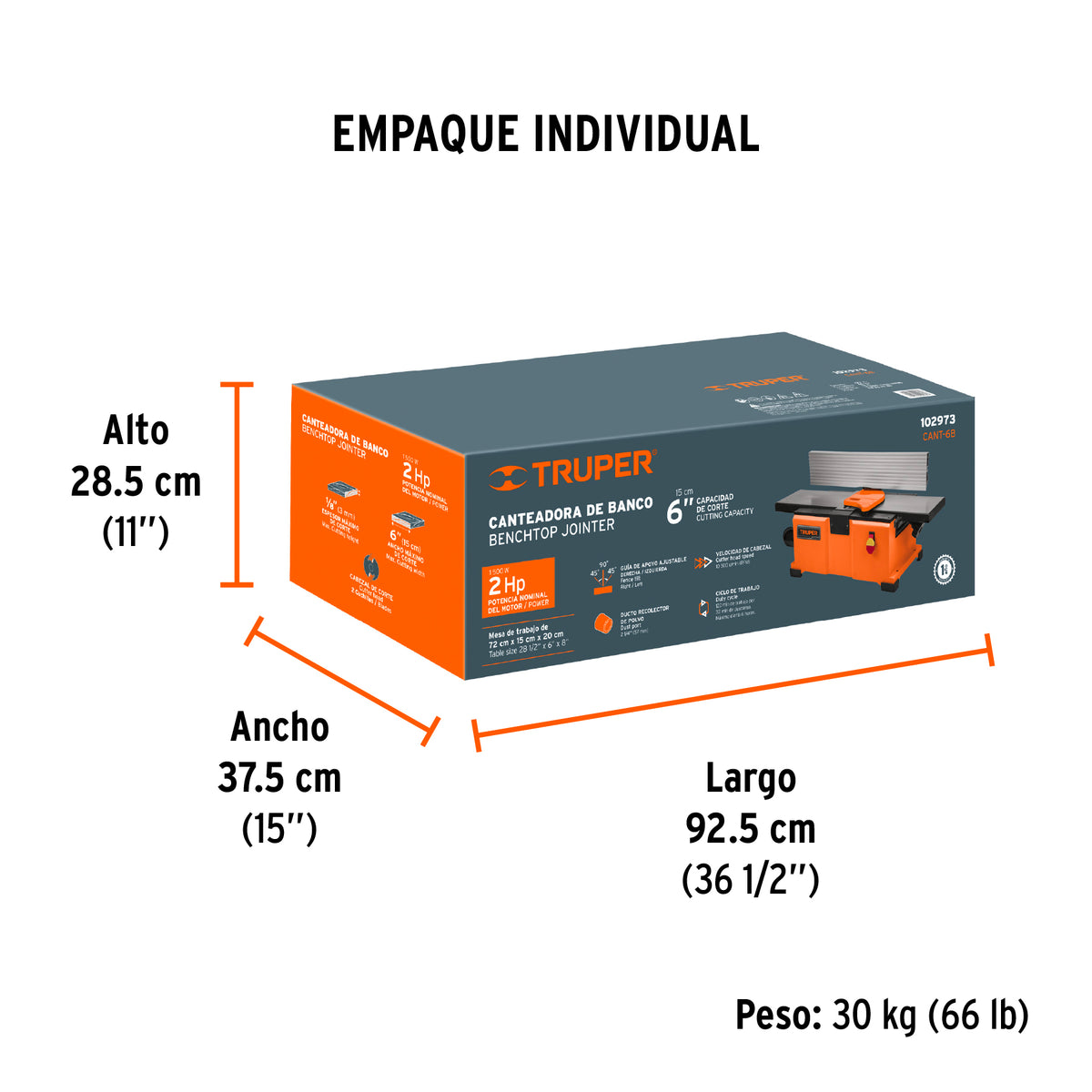 Canteadora de banco 6', 2 HP (1500 W), TRUPER, Truper, SKU 102973 — vista 5