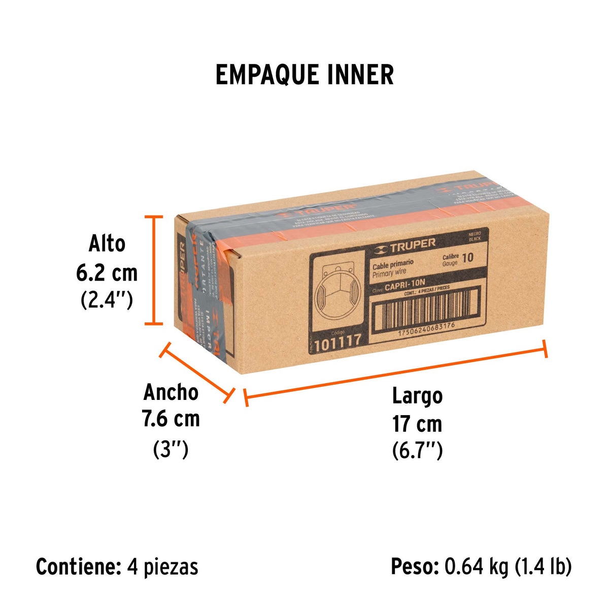 Carrete con 2.5 m de cable primario negro calibre 10, TRUPER, Truper, SKU 101117 — vista 6