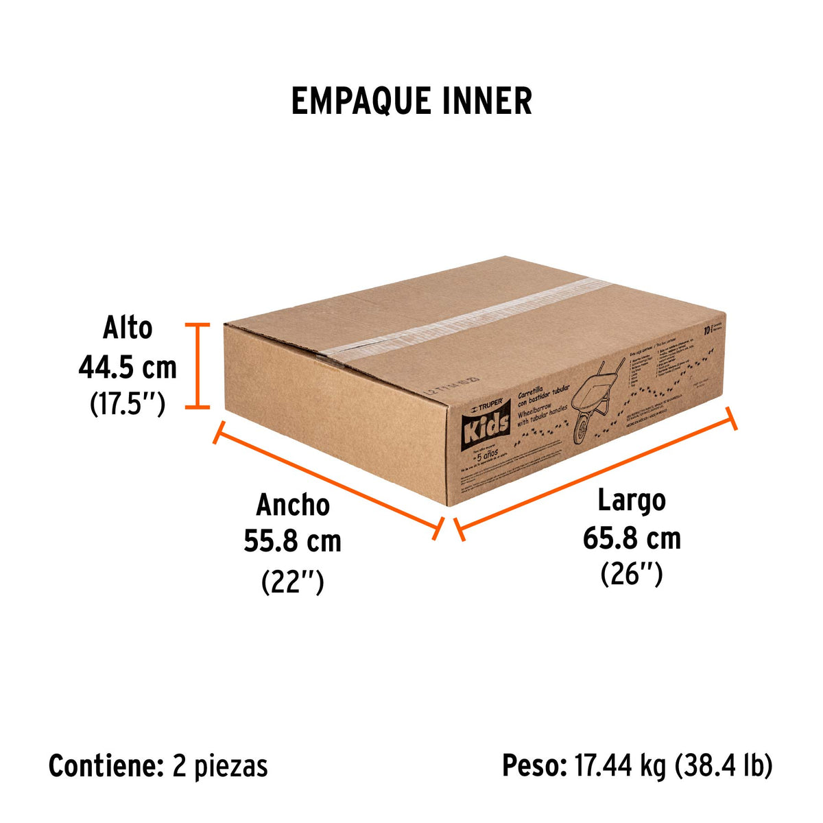 Carretilla para niños, concha metálica 54 x 40 cm, TRUPER, Truper, SKU 102996 — vista 6