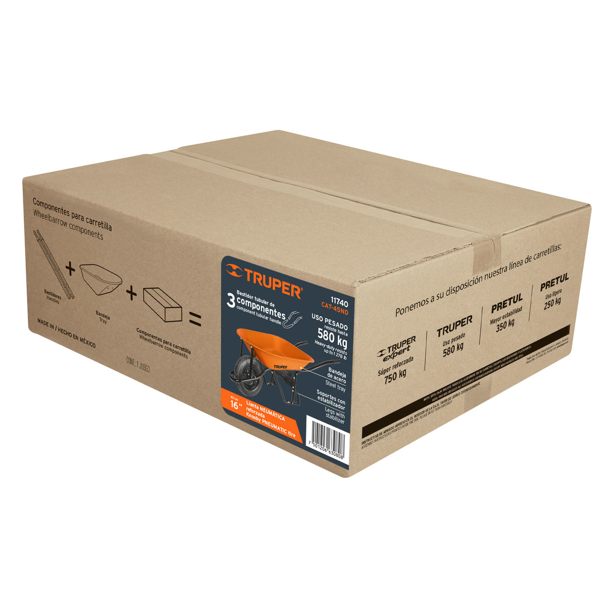 Carretilla 4.5 ft3 Neumática bastidor tubular TRUPER — foto oficial 2