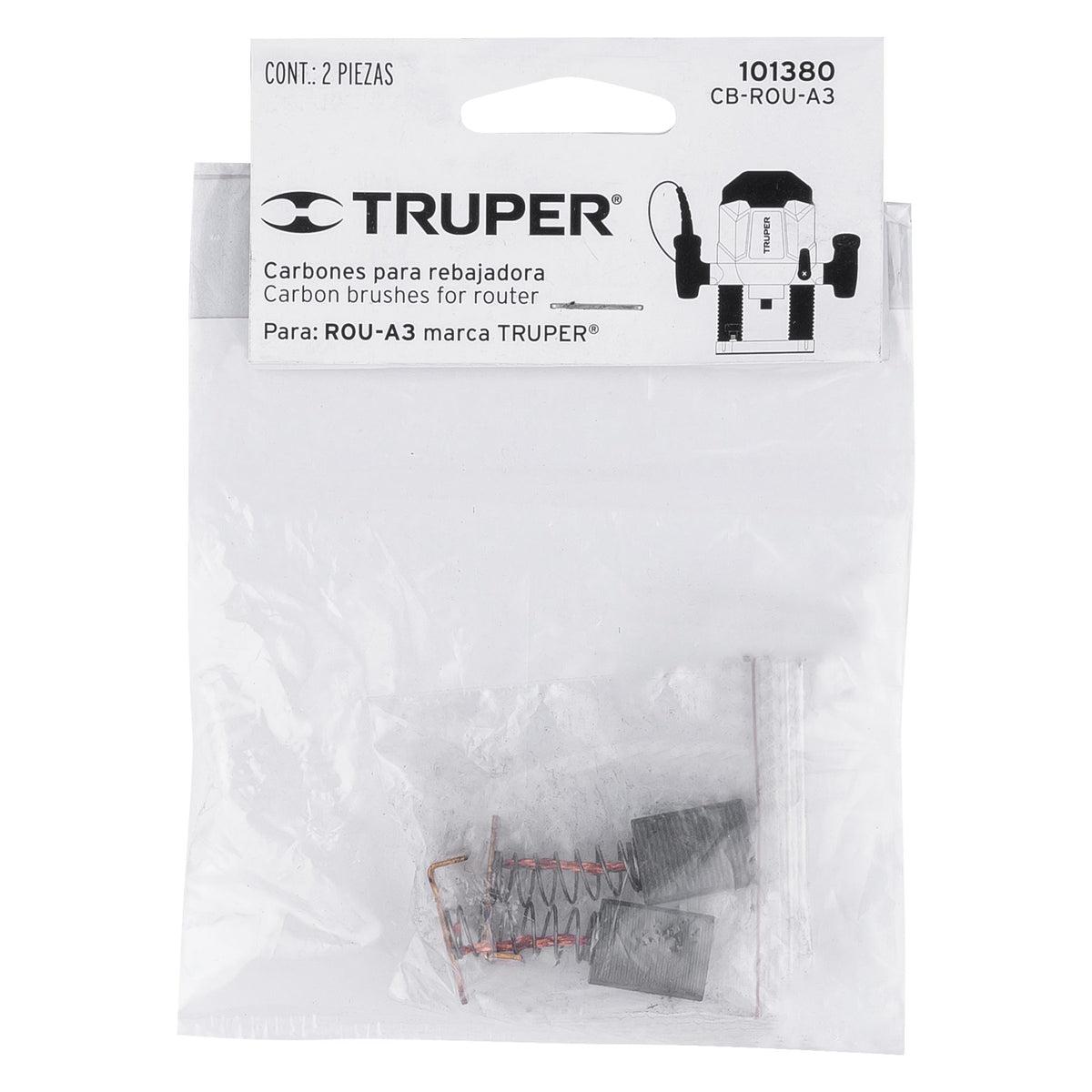 Bolsa con 2 carbones de repuesto para ROU-A3, TRUPER — foto oficial 2