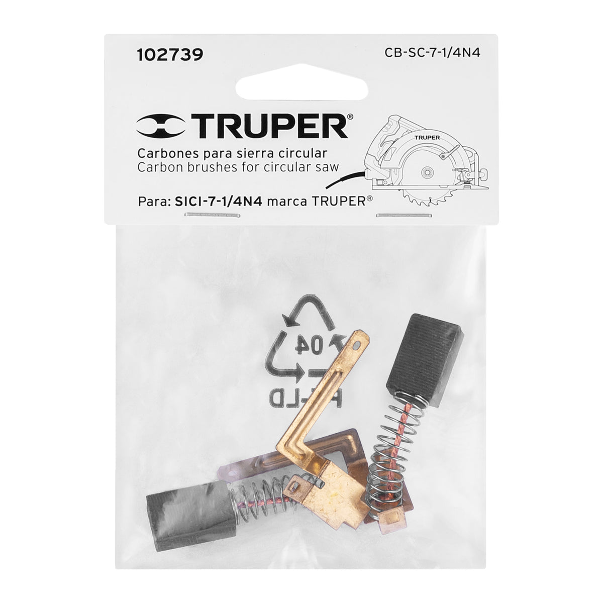 Bolsa con 2 carbones de repuesto para SICI-7-1/4N4, TRUPER — foto oficial 2