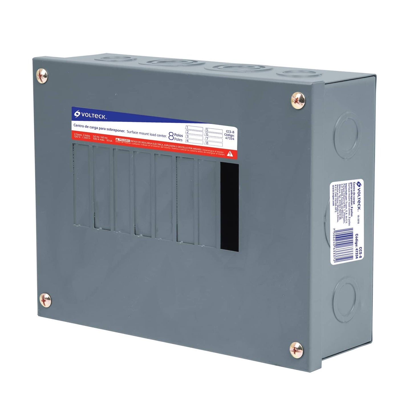 CENTRO DE CARGA SOBREPONER 8 POLOS VOLTECK 47334 CCS-8