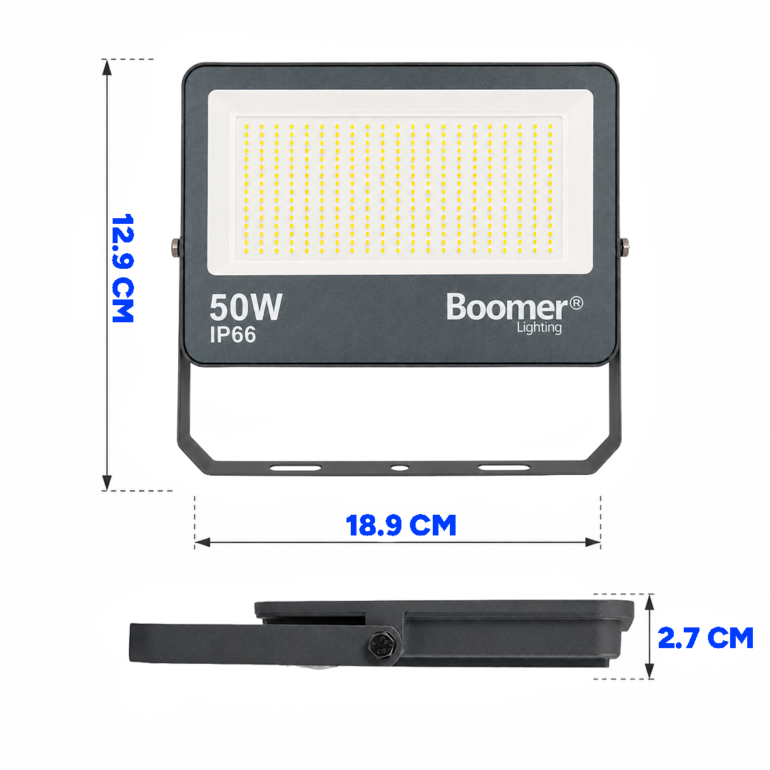 REFLECTOR LED SUPRESOR DE PICOS 4KV 50W CCT MULTI TEMPERATURA BOOMER FL22055C
