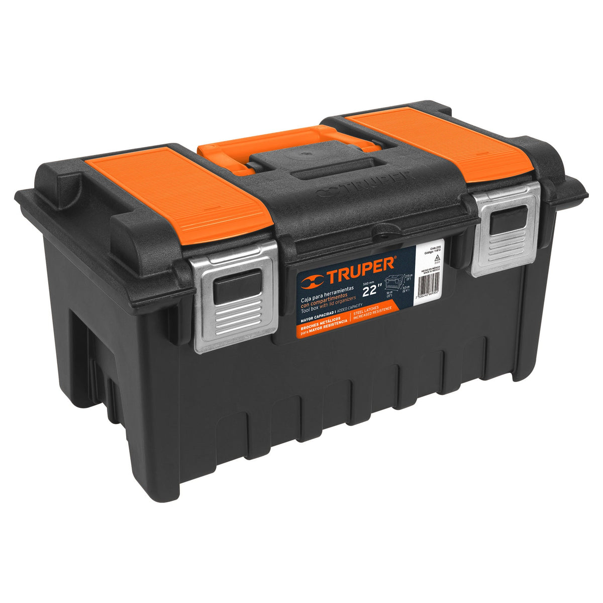 Caja p/herramienta 22' c/compartimentos y broches metálicos — foto oficial 1