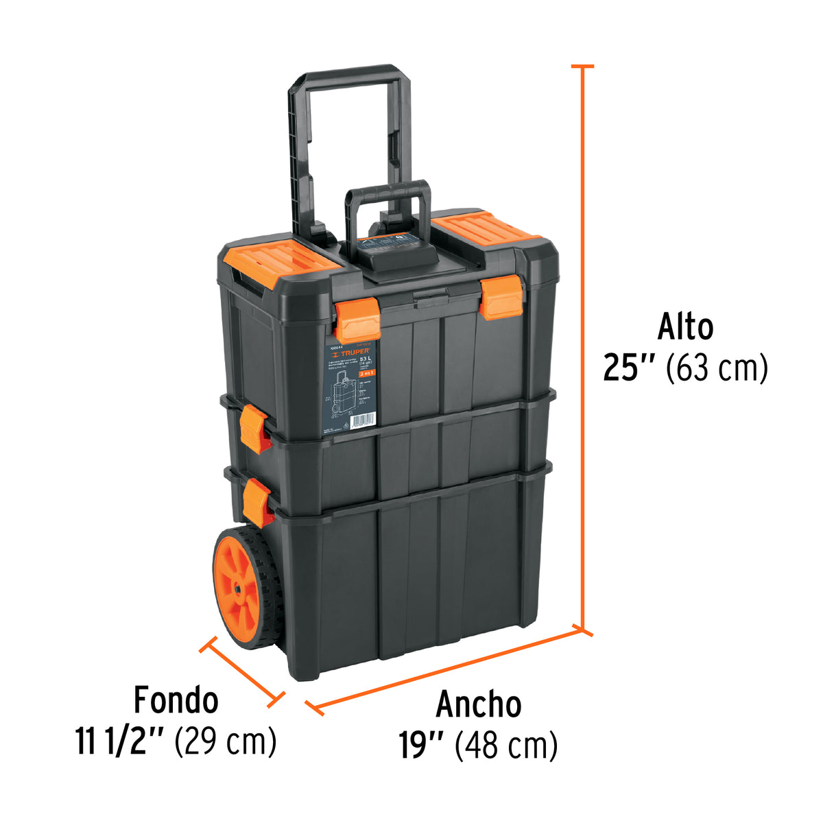Caja para herramienta,19'x25' con ruedas, 3 en 1 desmontable, Truper, SKU 102644 — vista 4