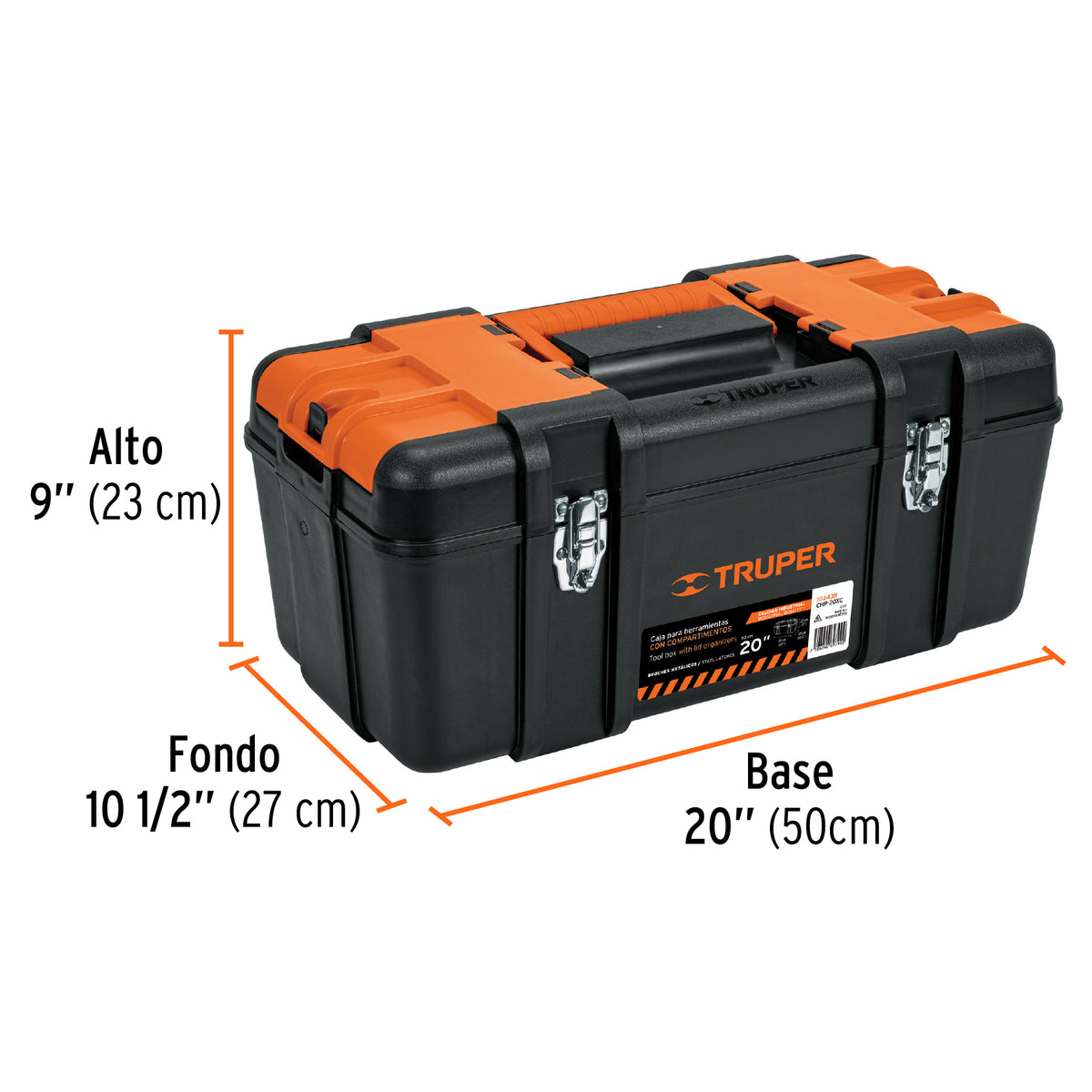 Caja para herramienta 20' compartimentos y broches metálicos, Truper, SKU 102435 — vista 4
