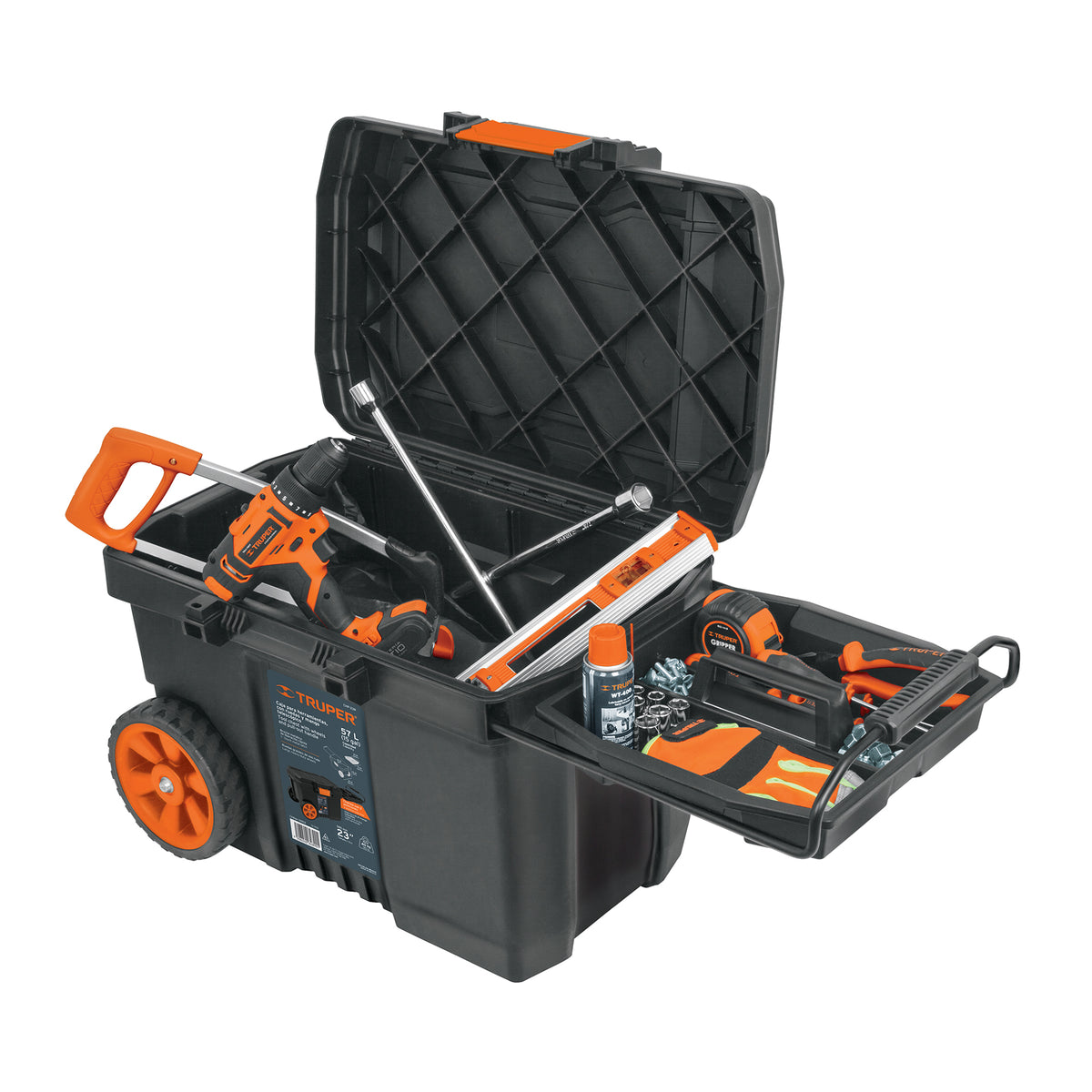 Caja para herramienta, 23'x17' con ruedas, mango telescópico — foto oficial 1