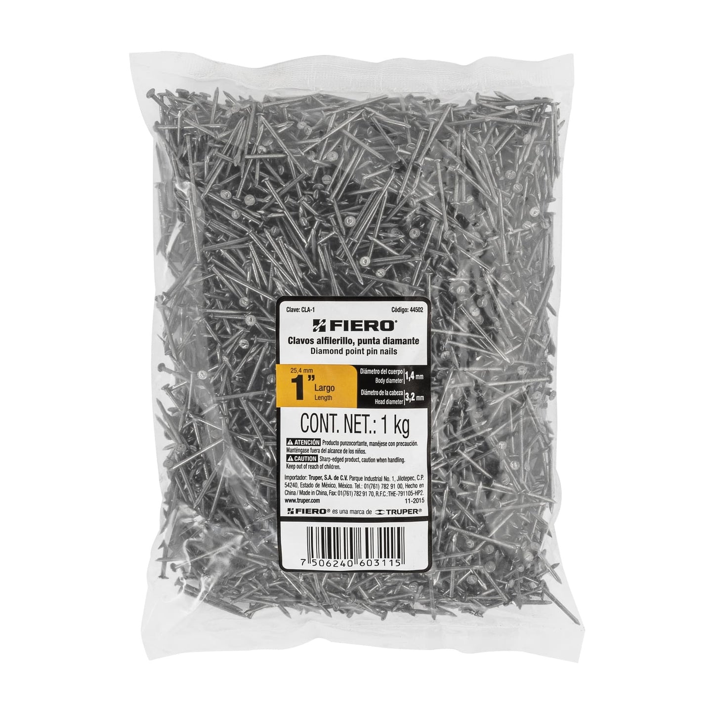 BOLSA 1KG CLAVO ALFILERILLO 1" FIERO 44502 CLA-1