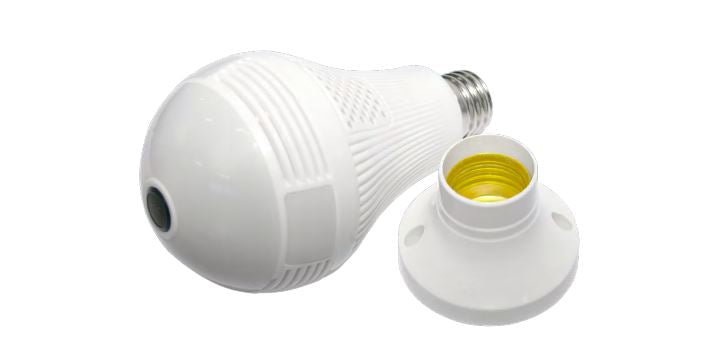 Camara 360° WiFi Android-IOS/ Base E27/ Alarma/ Distancia 15-20m/ Infrarrojo/ 110v 8w 6500k CAM360WIFI