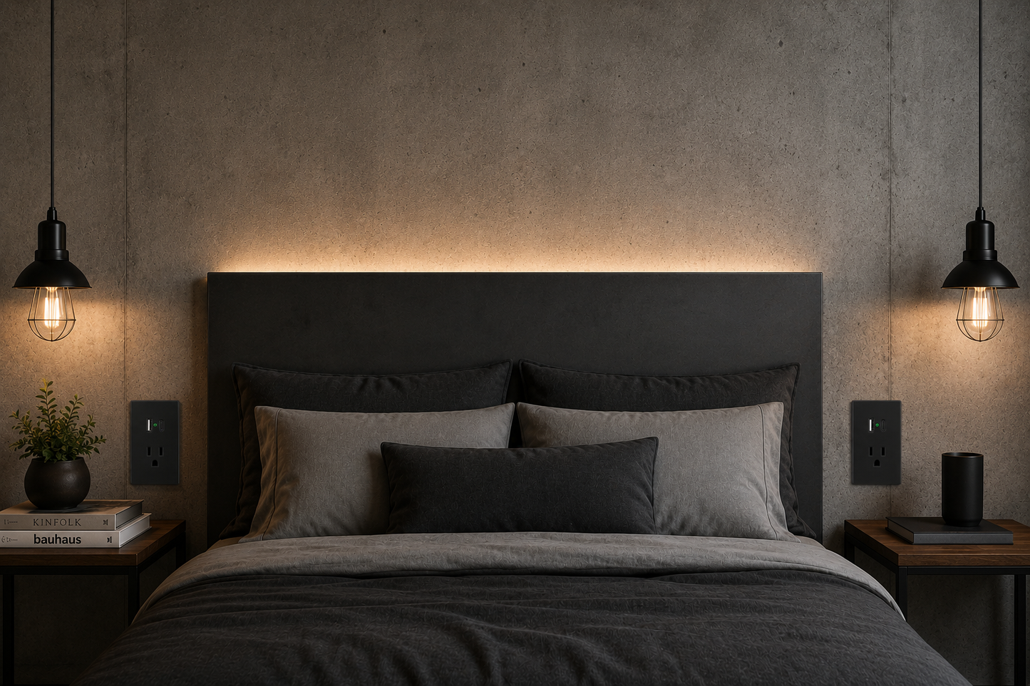 PLACA CONTACTO + USB A + USB C NEGRO LUXURY ARTLITE APL-607