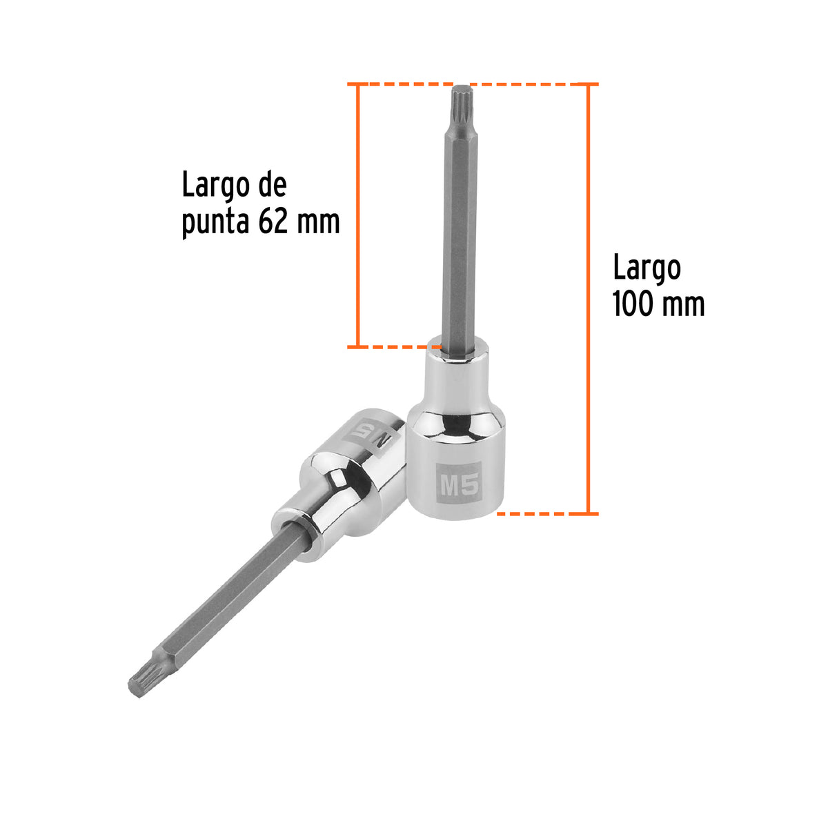 Dado punta larga bristol M5, cuadro 1/2', TRUPER, Truper, SKU 101248 — vista 4