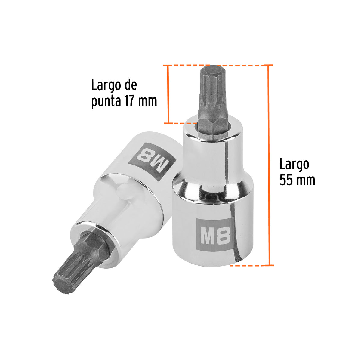 Dado punta corta bristol M8, cuadro 1/2', TRUPER, Truper, SKU 101294 — vista 4