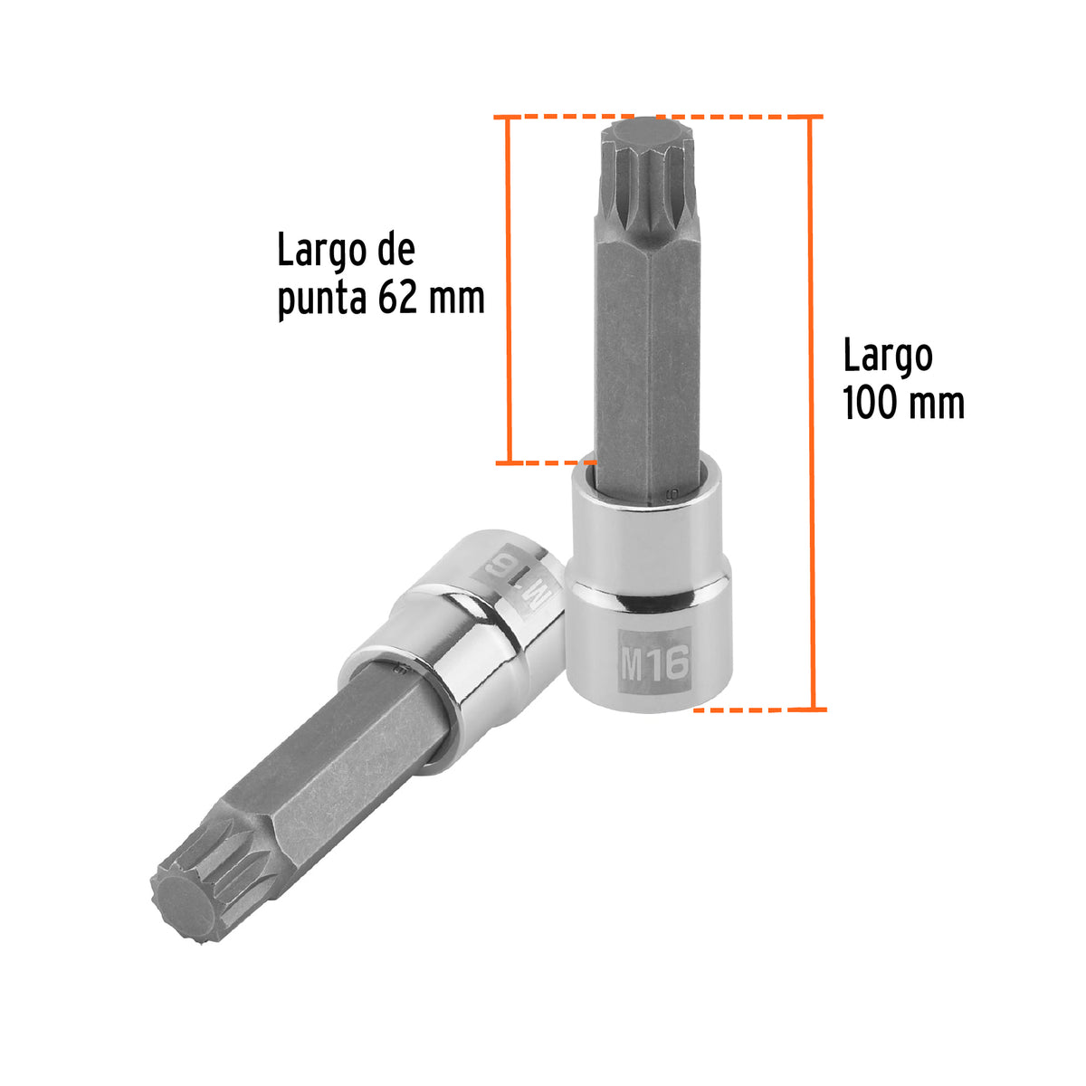 Dado punta larga bristol M16, cuadro 1/2', TRUPER, Truper, SKU 101304 — vista 4