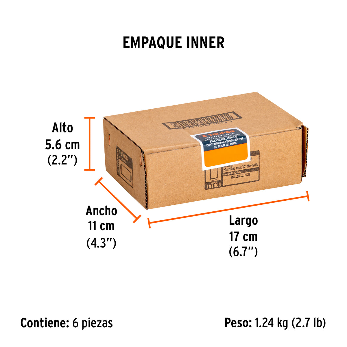 Dado largo de 20 mm, 6 puntas, cuadro 1/2', TRUPER, Truper, SKU 101008 — vista 6