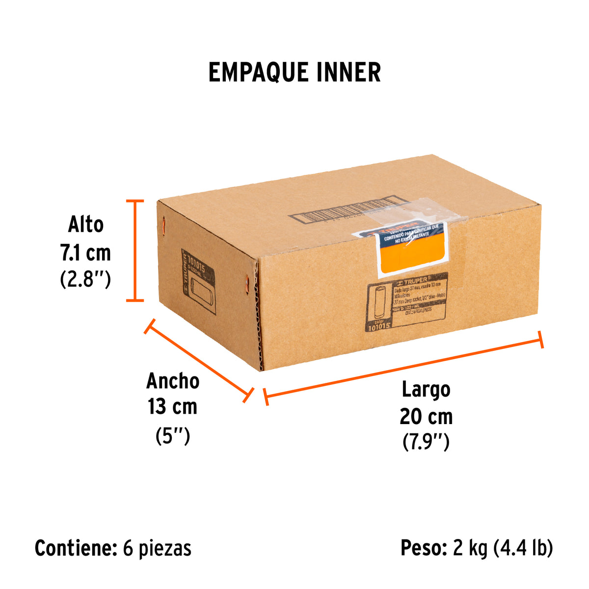 Dado largo de 27 mm, 6 puntas, cuadro 1/2', TRUPER, Truper, SKU 101015 — vista 6