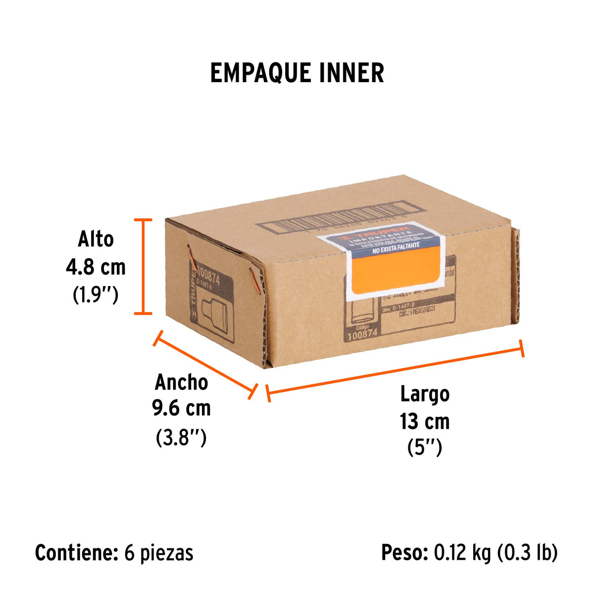 Dado de 7/32', 12 puntas, cuadro 1/4', TRUPER, Truper, SKU 100874 — vista 6