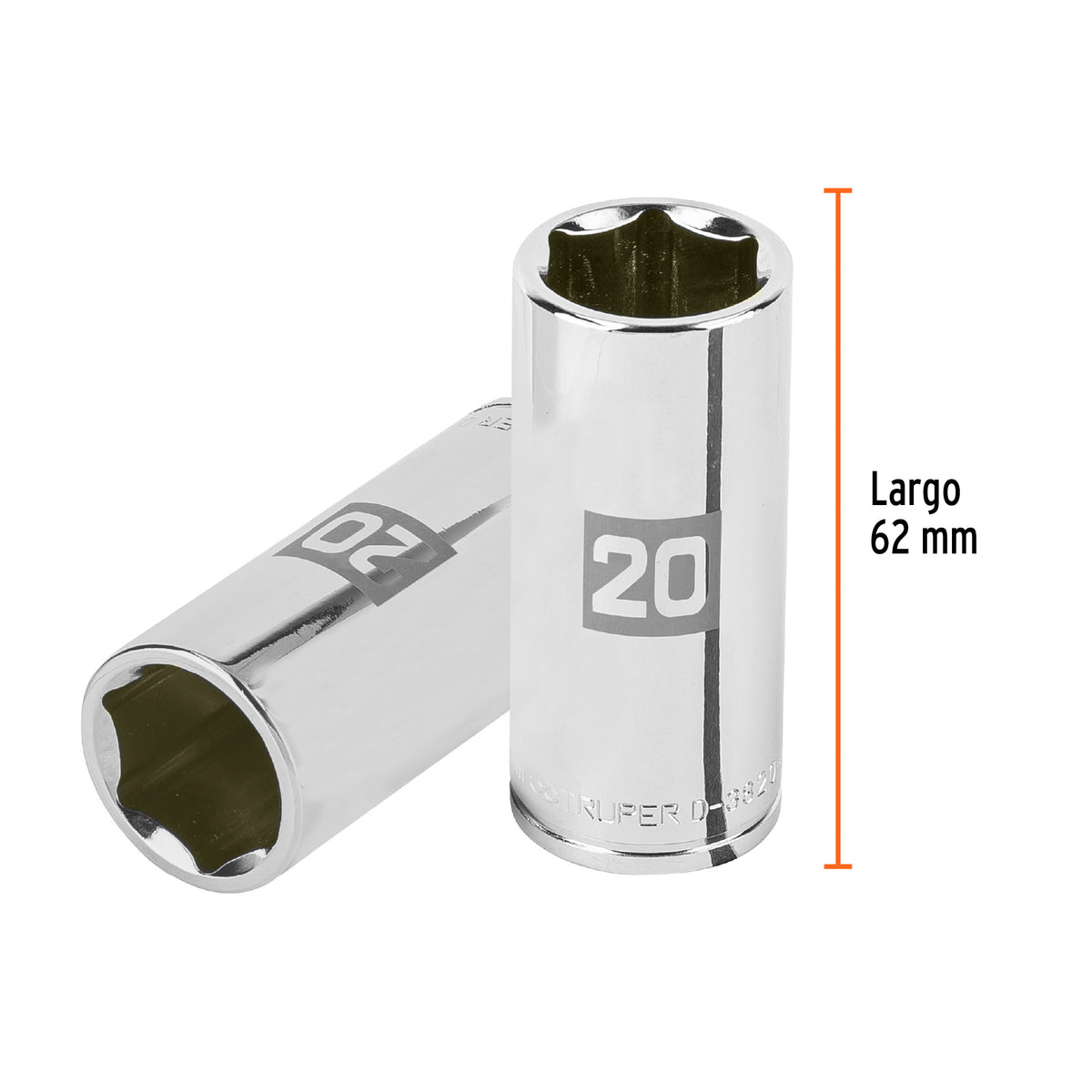Dado largo de 20 mm, 6 puntas, cuadro 3/8', TRUPER, Truper, SKU 100995 — vista 4