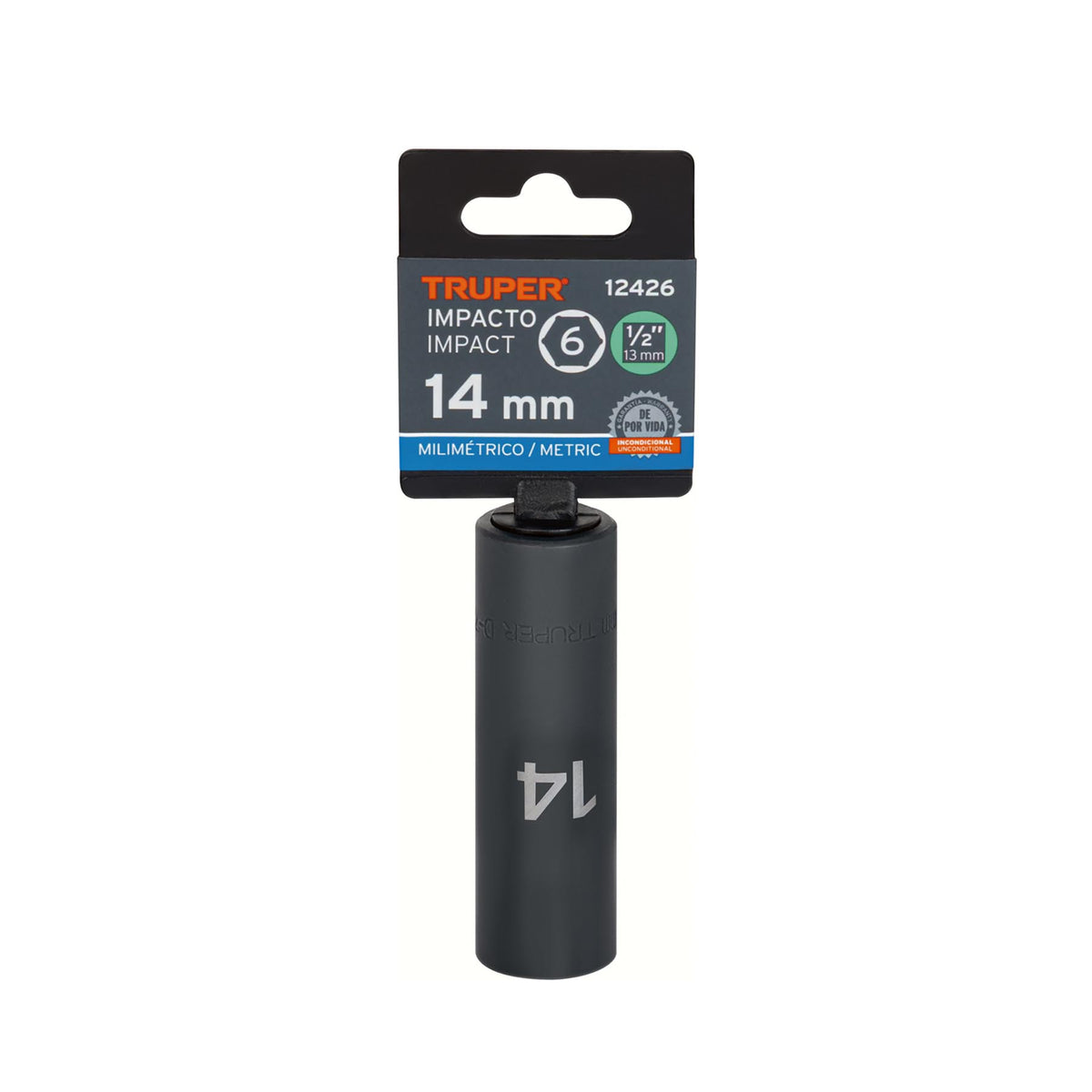 Dado largo cuadro 1/2' de impacto 6 puntas de 14 mm, TRUPER — foto oficial 2
