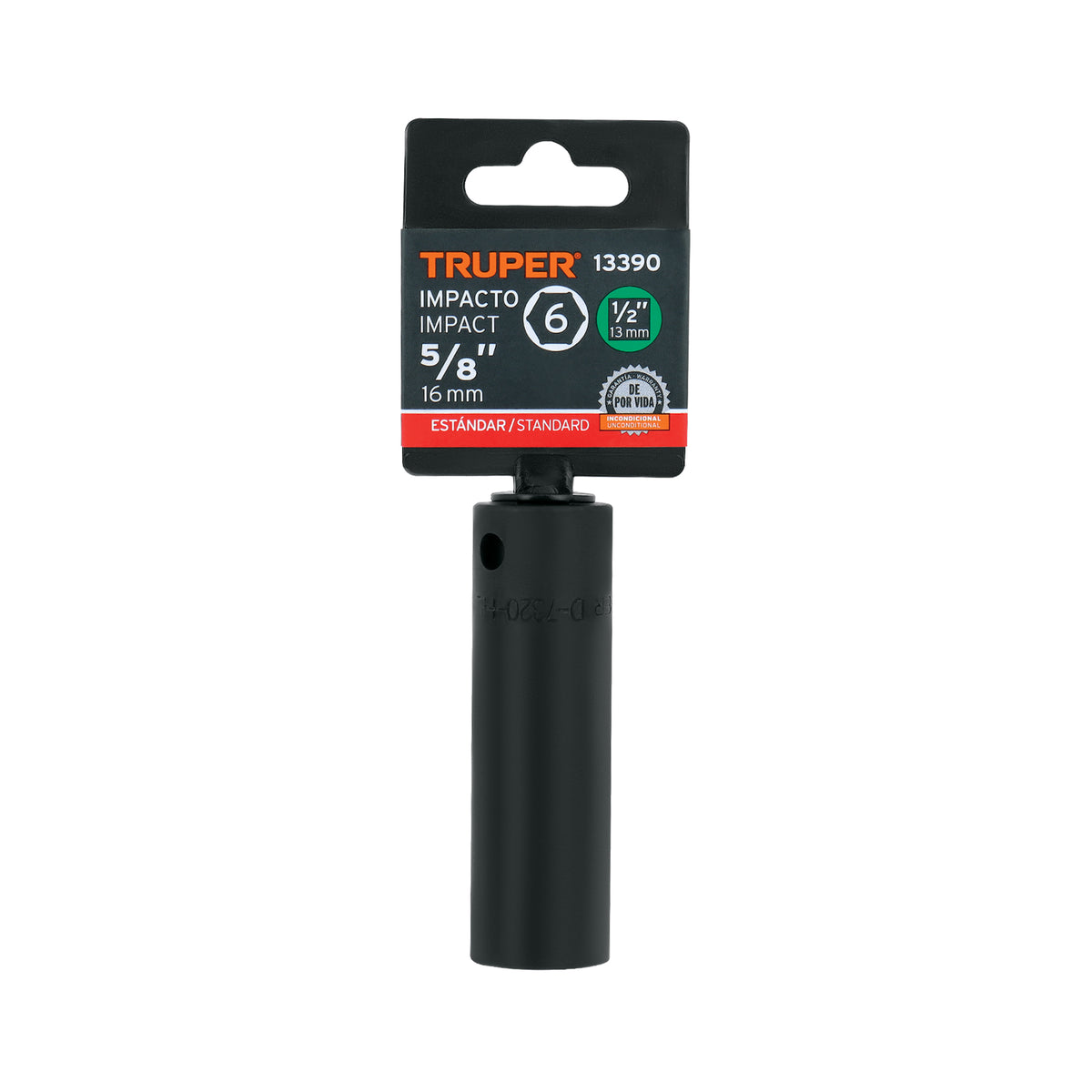 Dado largo impacto de 5/8' 6 puntas cuadro 1/2' TRUPER — foto oficial 2