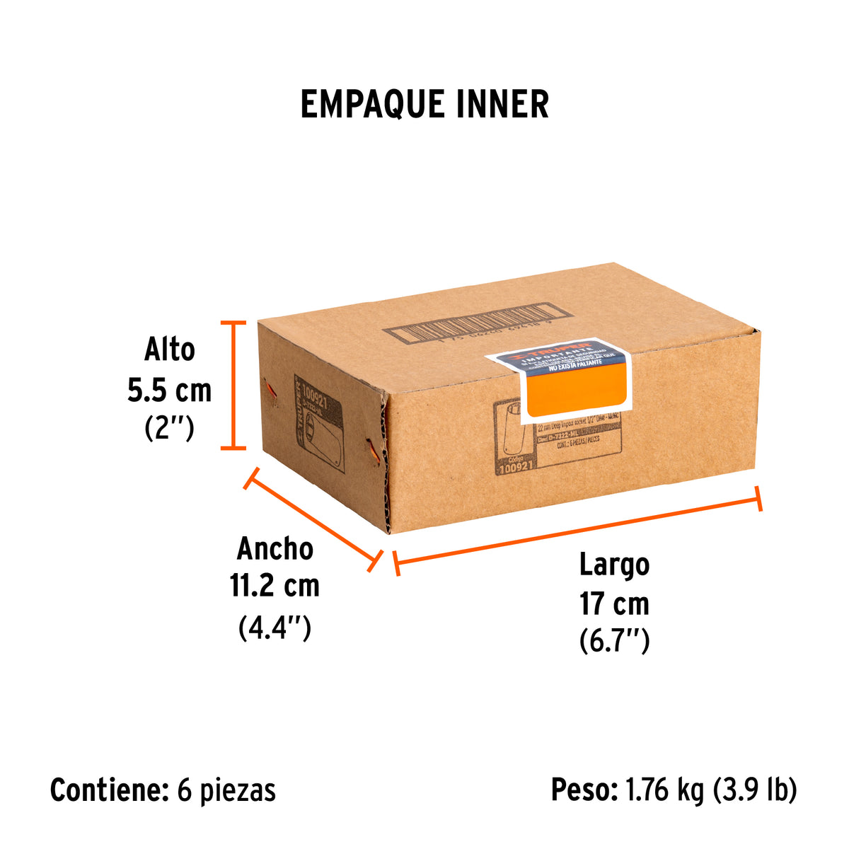 Dado largo impacto de 22 mm, 6 puntas, cuadro 1/2', TRUPER, Truper, SKU 100921 — vista 6